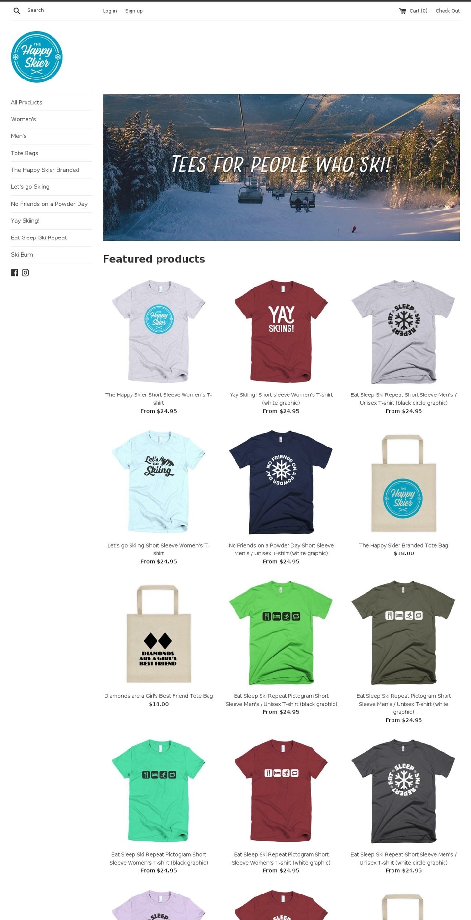 thehappyskier.com — Shopify storefront screenshot