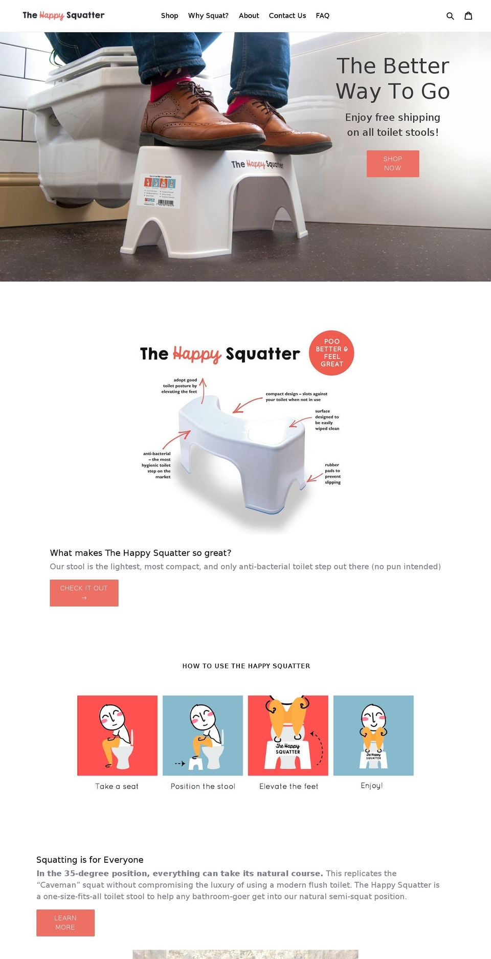 thehappysquatter.com — Shopify storefront screenshot