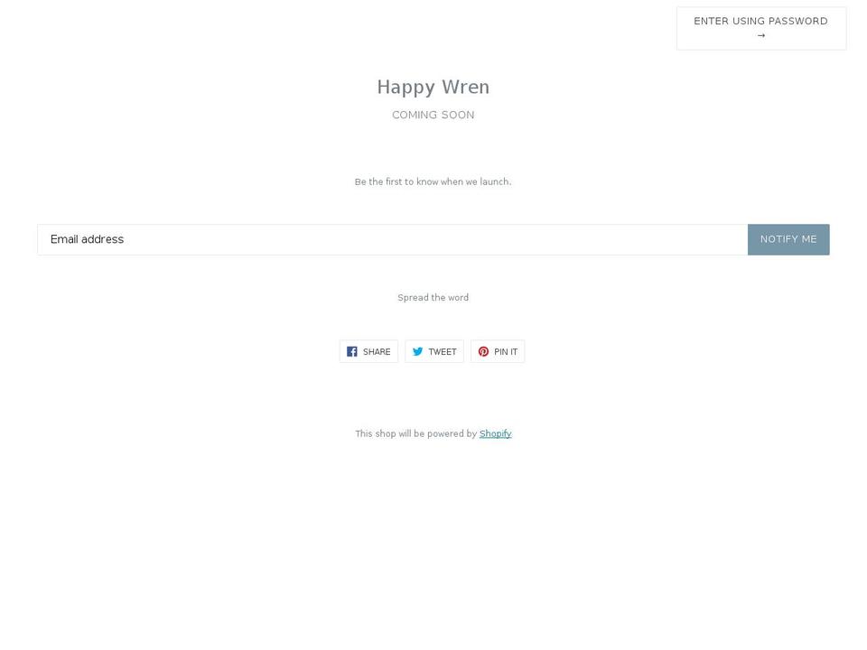 thehappywren.com shopify website screenshot
