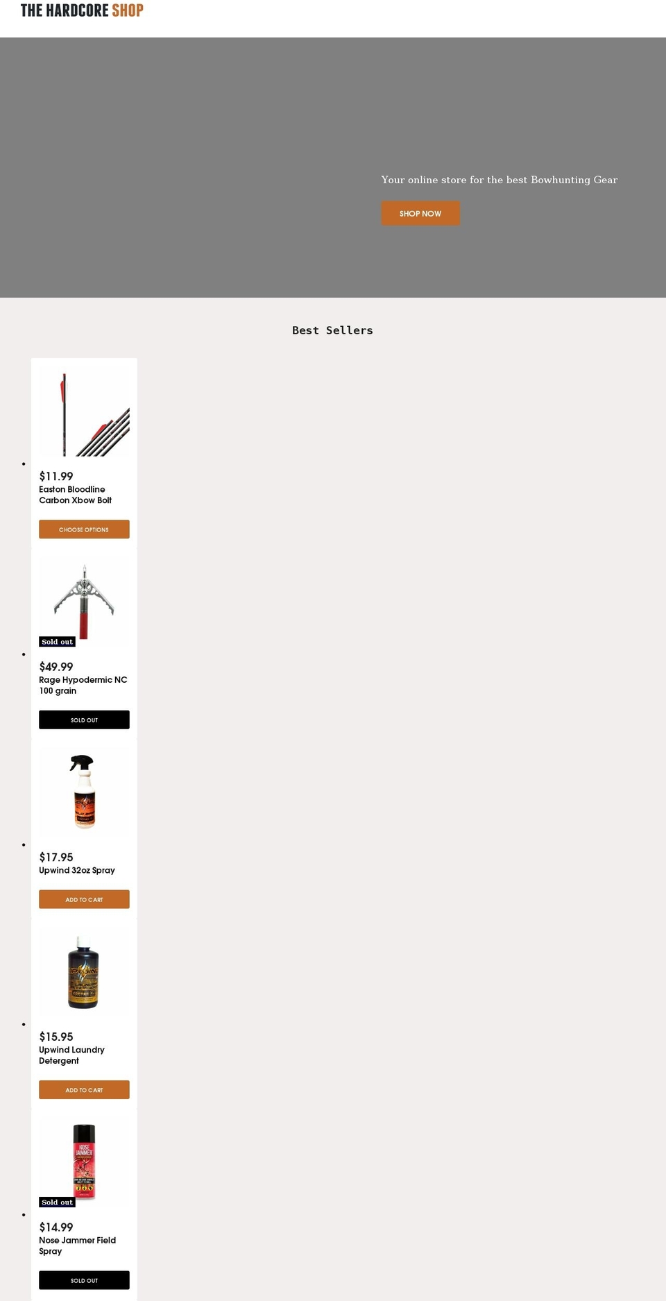 thehardcoreshop.com shopify website screenshot