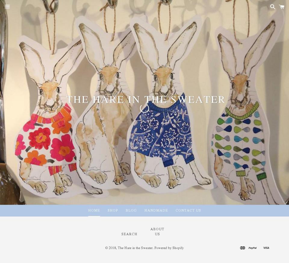 thehareinthesweater.com shopify website screenshot