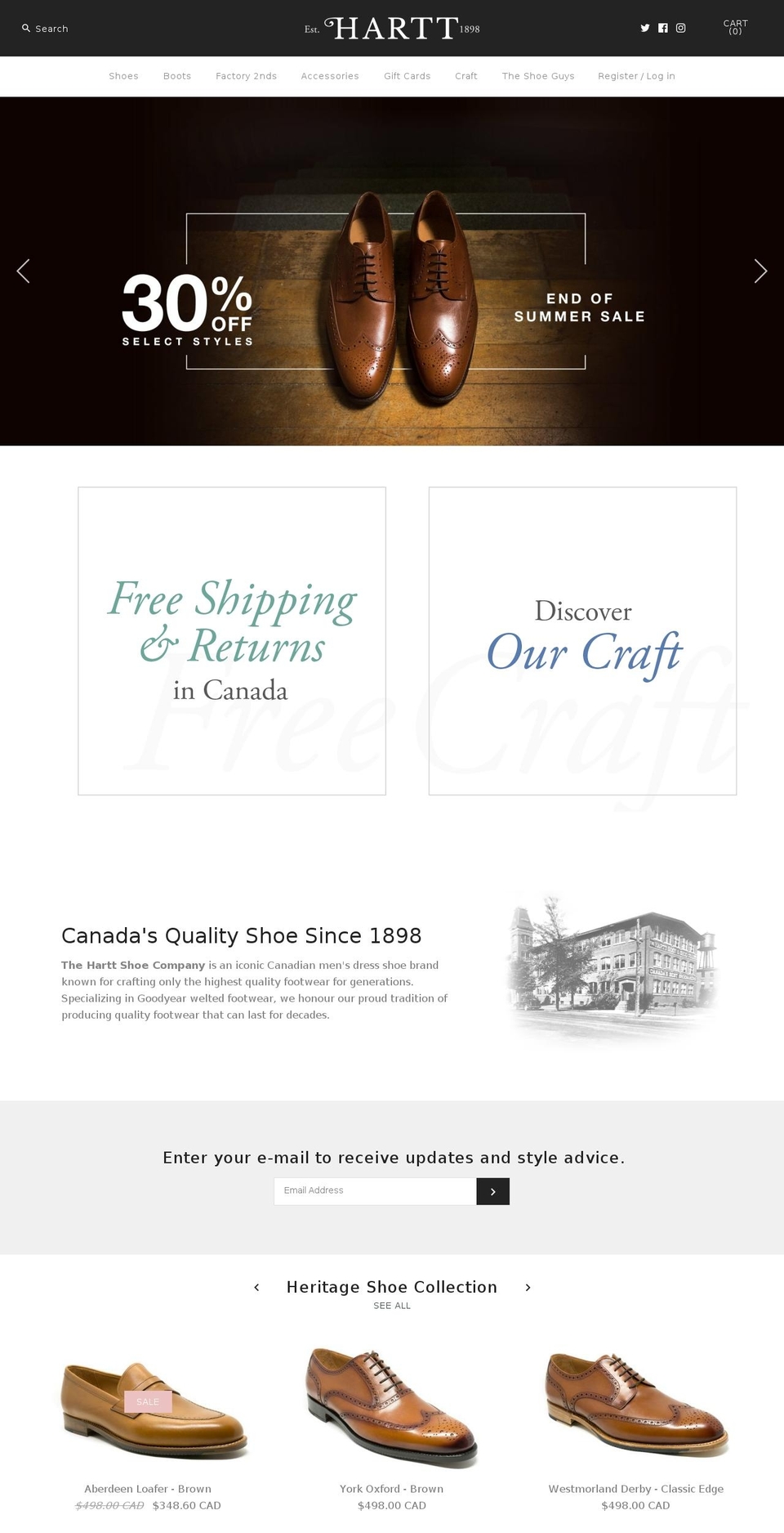 theharttshoe.com — Shopify storefront screenshot