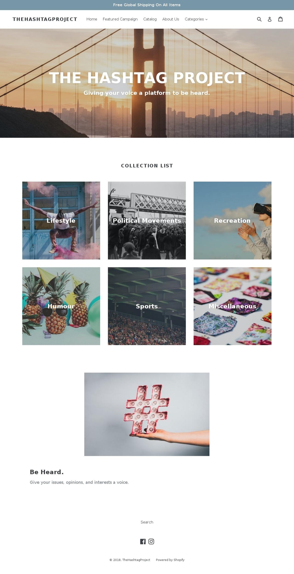 thehashtagproject.com shopify website screenshot