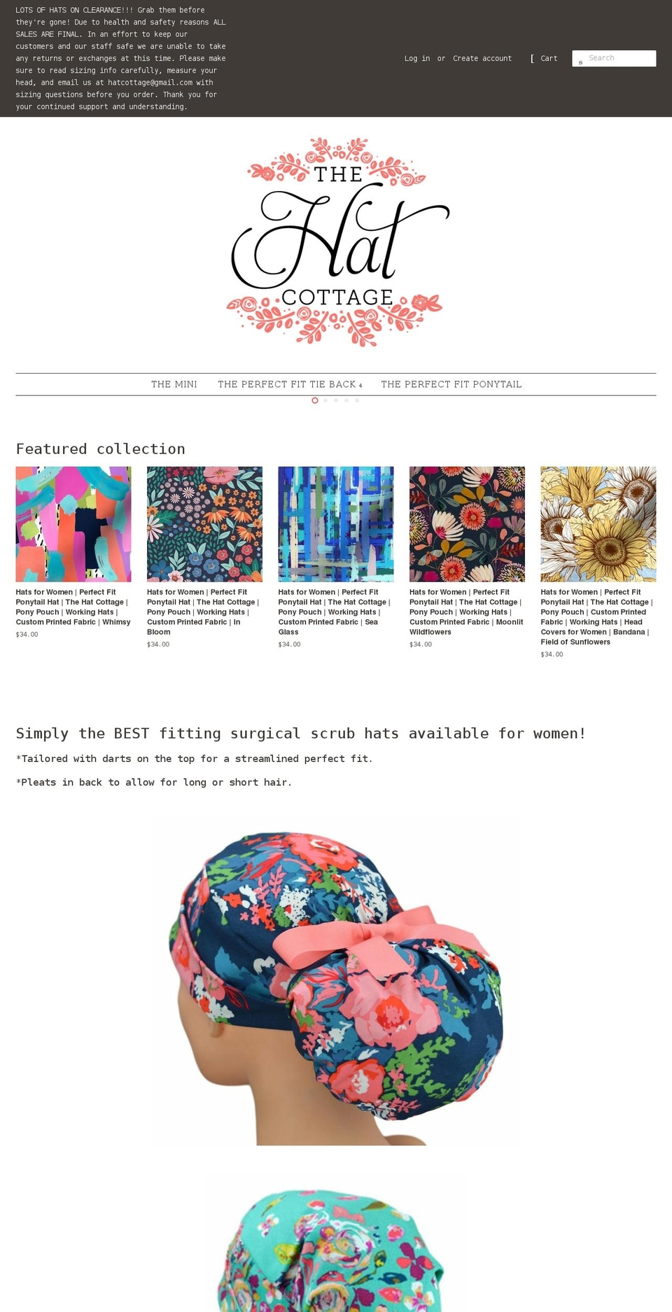 thehatcottage.com shopify website screenshot