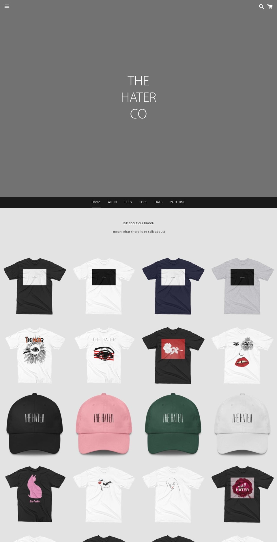 thehaterco.com — Shopify storefront screenshot