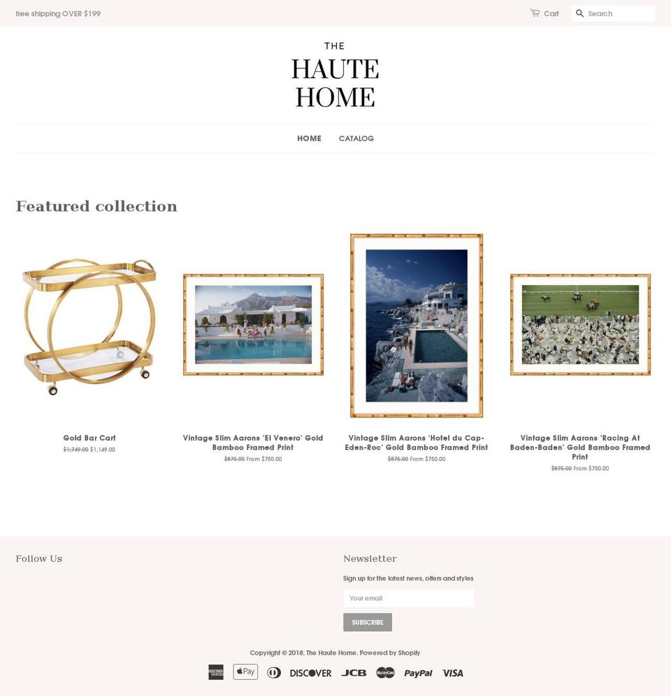 thehautehome.com shopify website screenshot