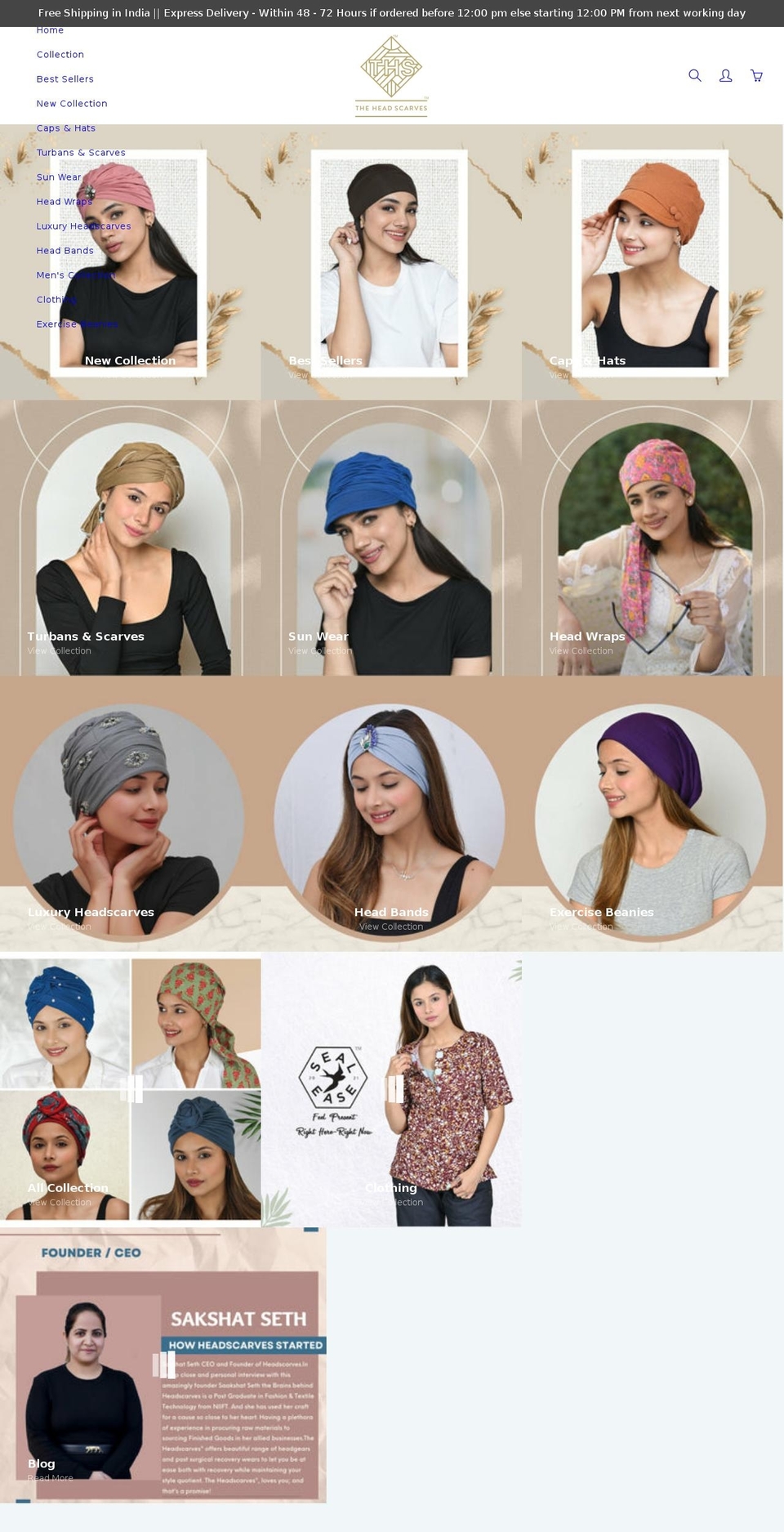 theheadscarves.com shopify website screenshot