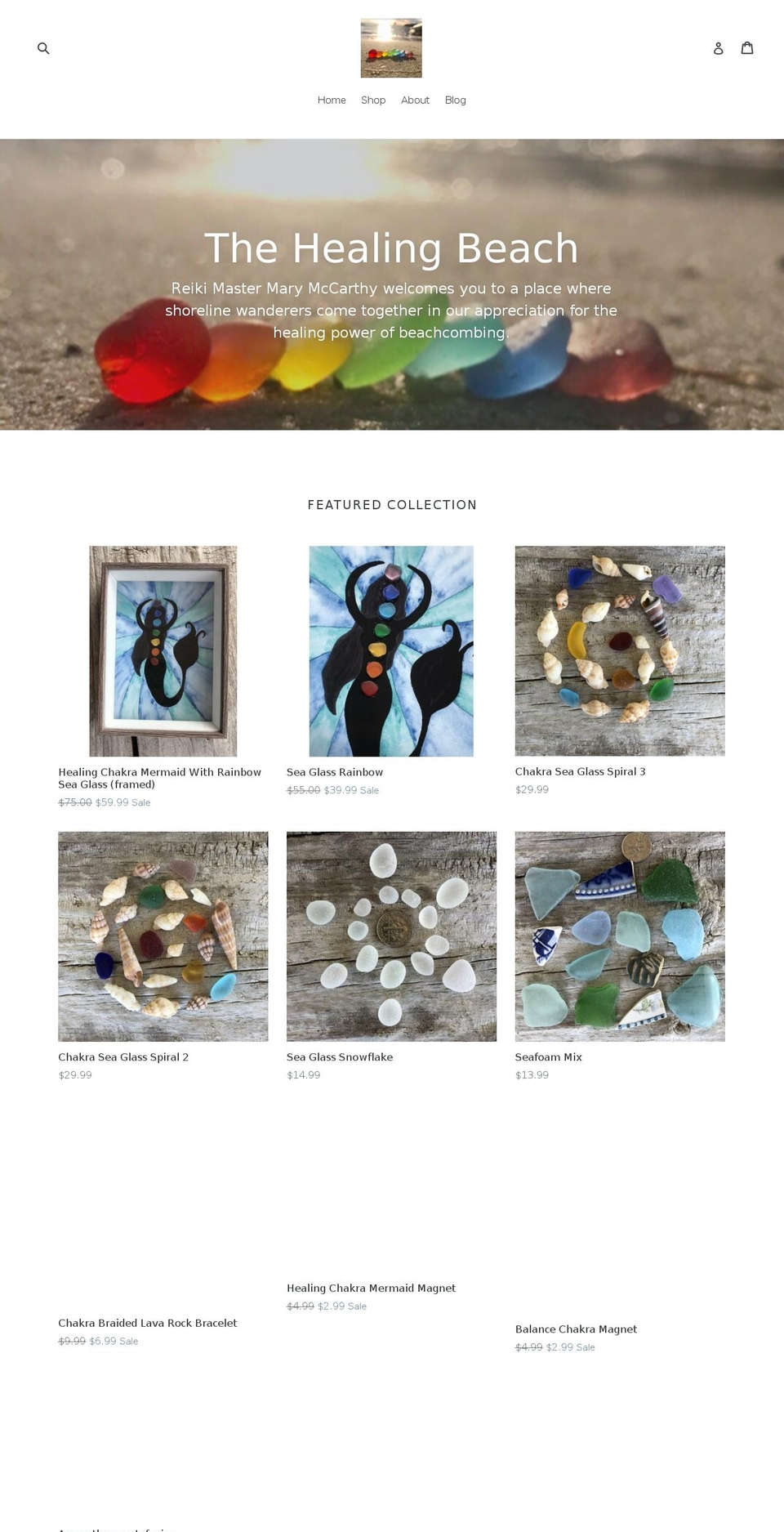 thehealingbeach.com — Shopify storefront screenshot