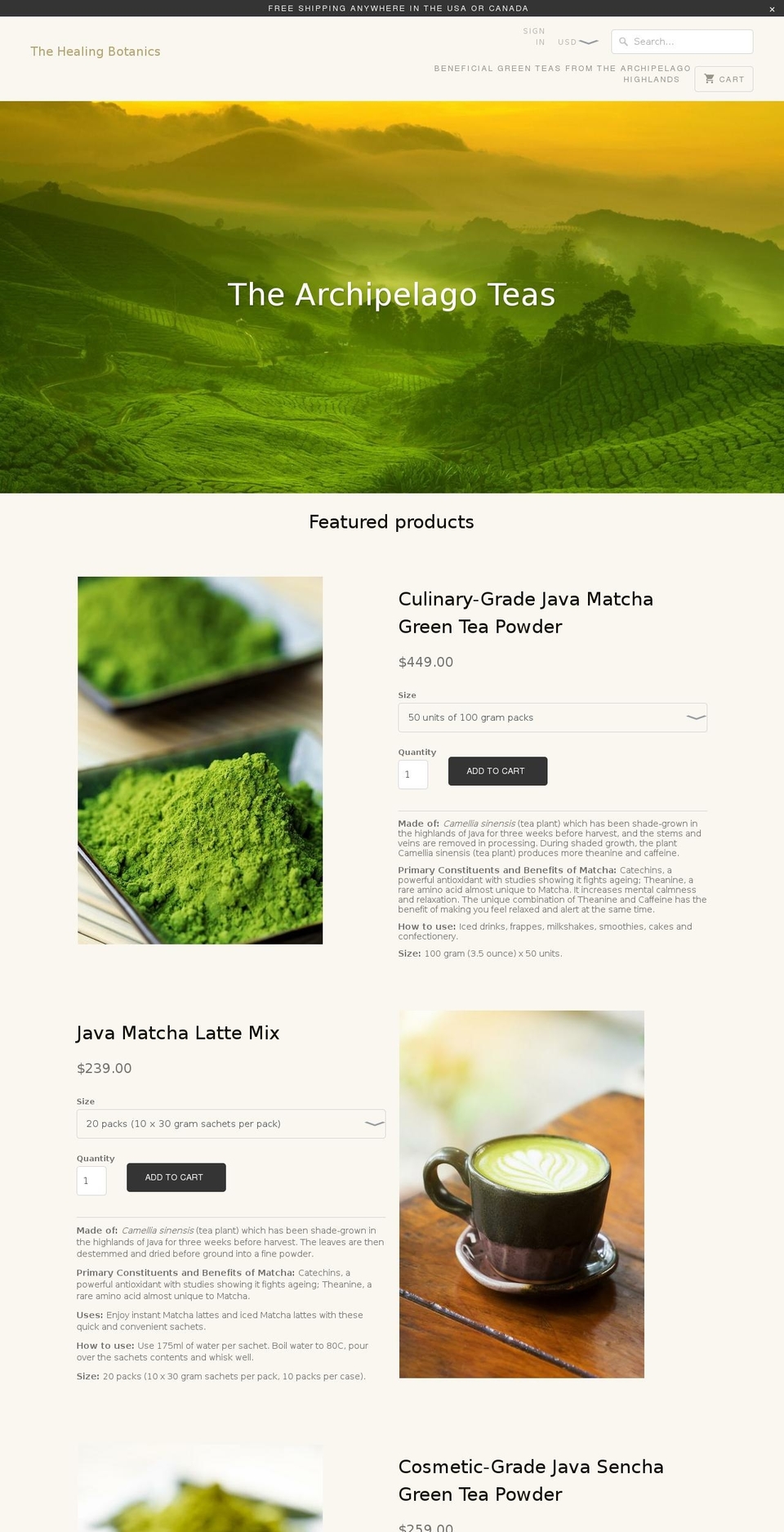 thehealingbotanics.com — Shopify storefront screenshot