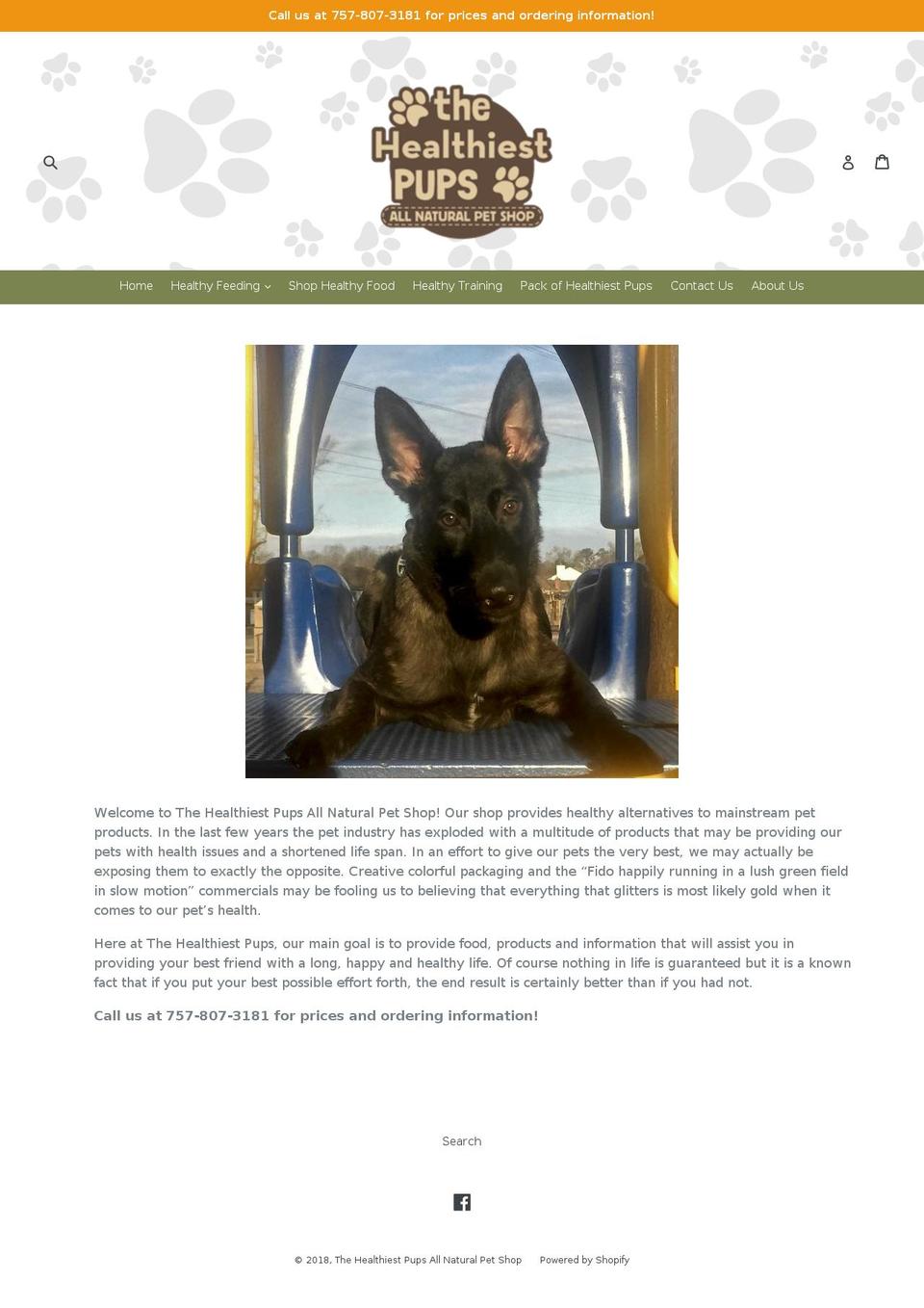 thehealthiestpups.com — Shopify storefront screenshot