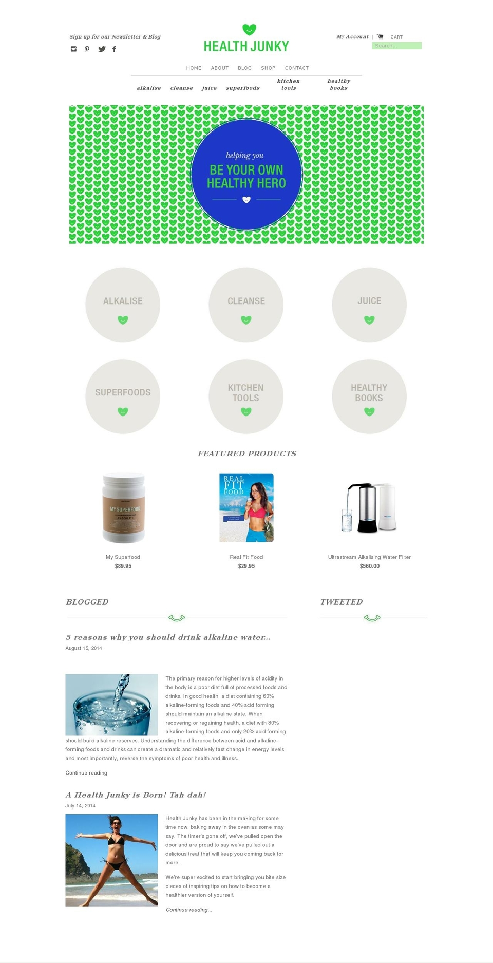 thehealthjunky.com.au shopify website screenshot