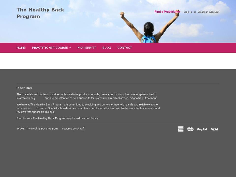 thehealthybackprogram.com shopify website screenshot