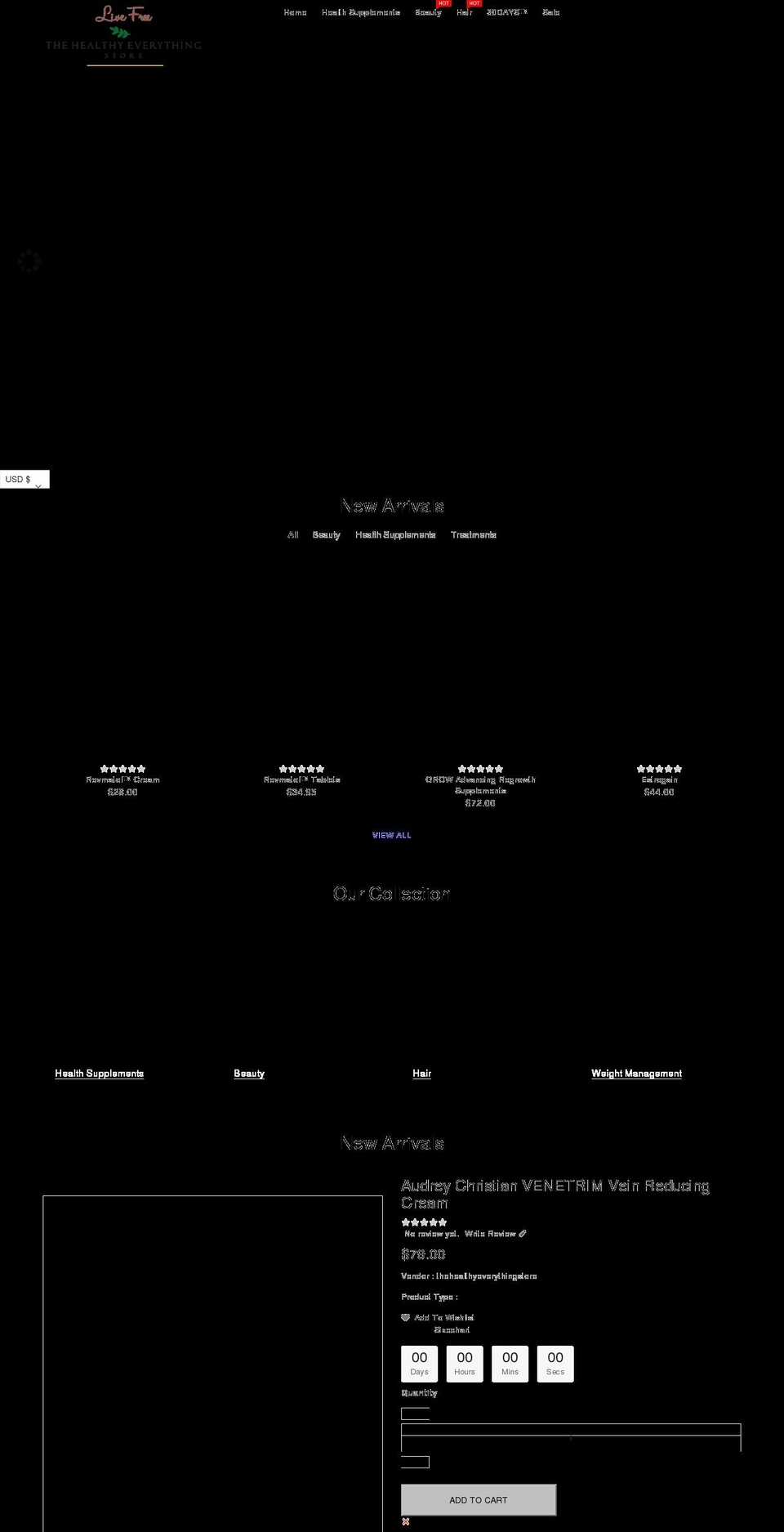 thehealthyeverythingstore.com shopify website screenshot