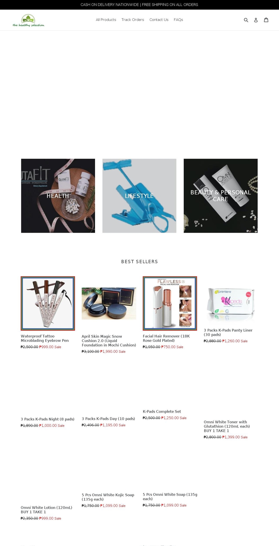 thehealthyselection.com — Shopify storefront screenshot