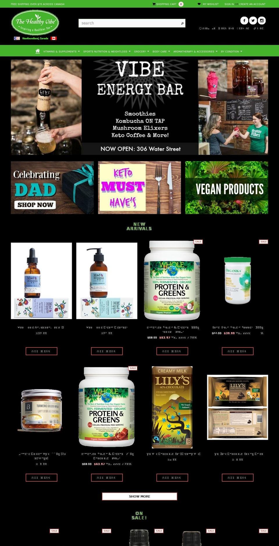 thehealthyvibe.com — Shopify storefront screenshot
