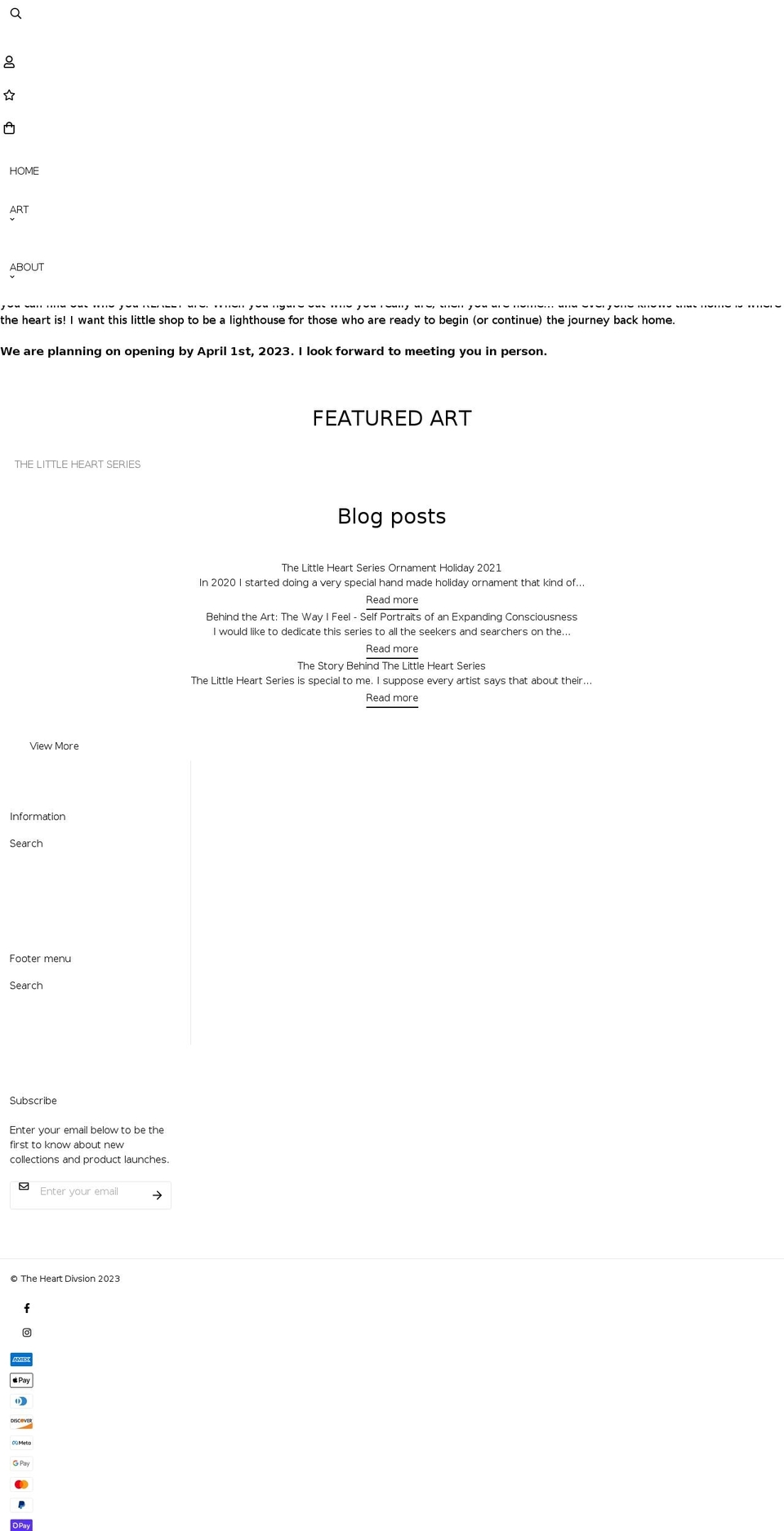 theheartdivision.com shopify website screenshot