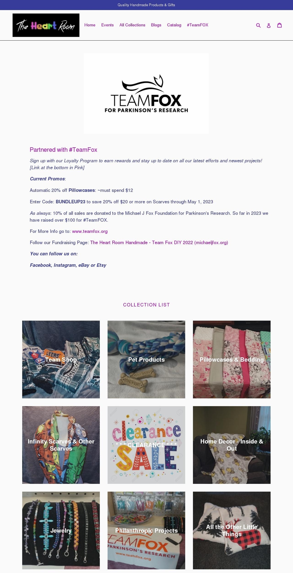 theheartroomhandmade.com — Shopify storefront screenshot