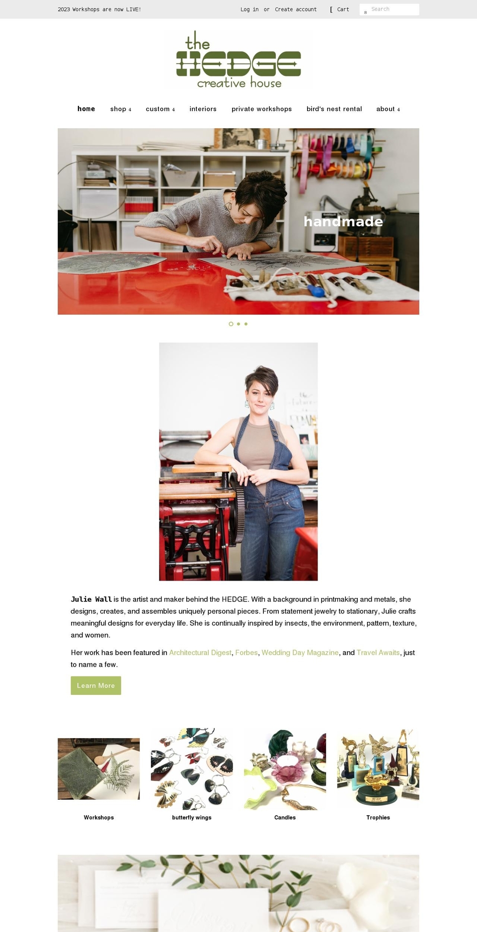thehedgestudios.com — Shopify storefront screenshot