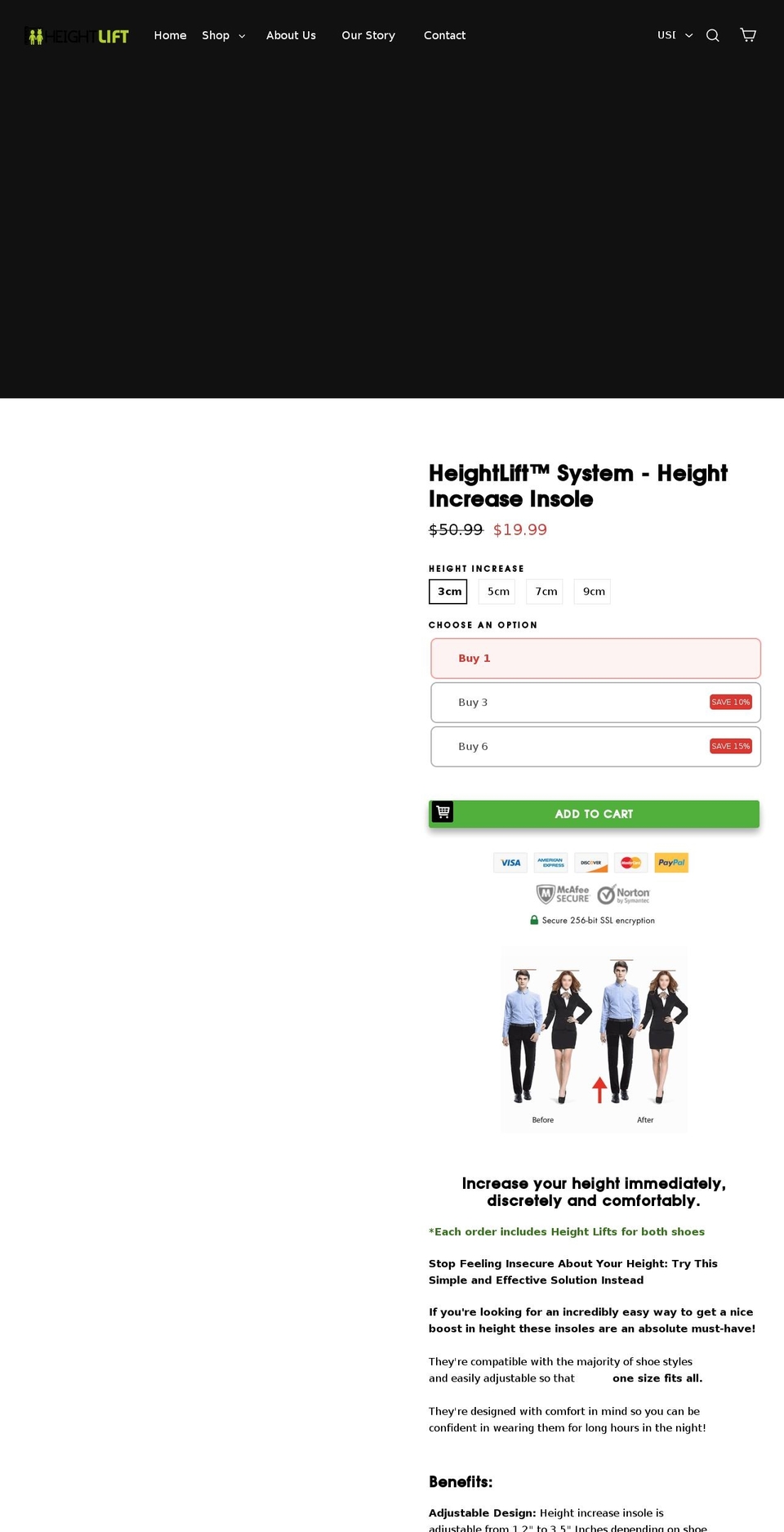 theheightlift.com shopify website screenshot