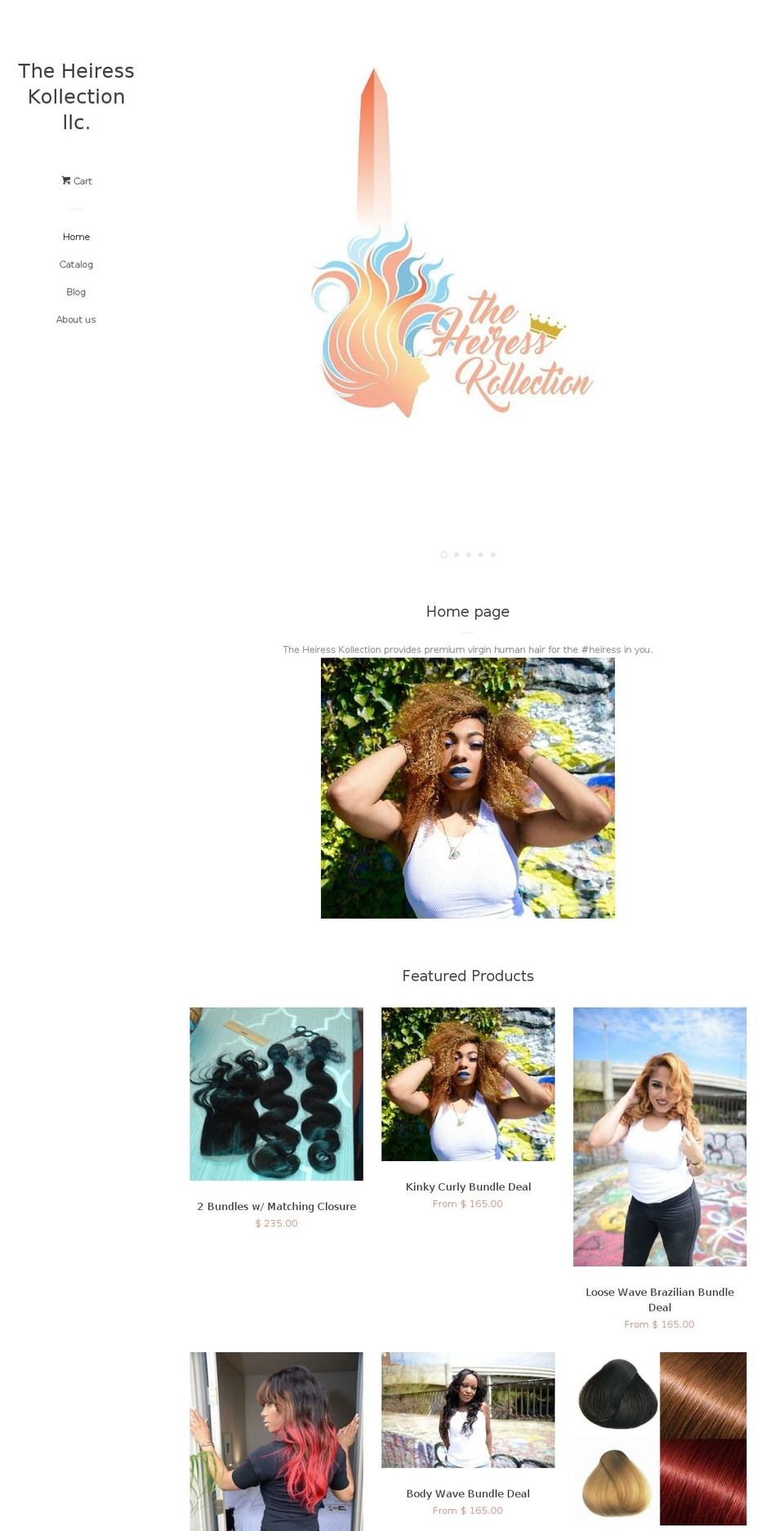 theheiresskollection.com shopify website screenshot