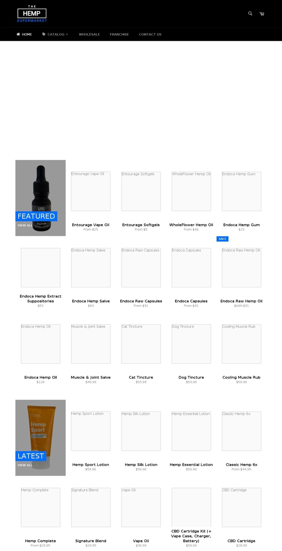 thehempsupermarket.com shopify website screenshot