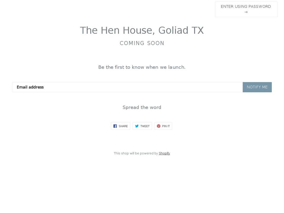 thehenhousegoliad.com — Shopify storefront screenshot