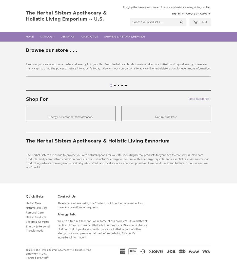 theherbalsistersapothecary.com — Shopify storefront screenshot