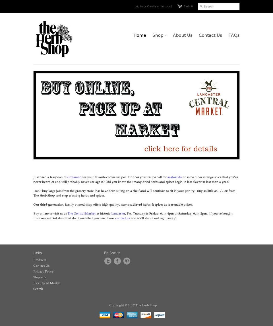 theherbshoplancaster.com shopify website screenshot