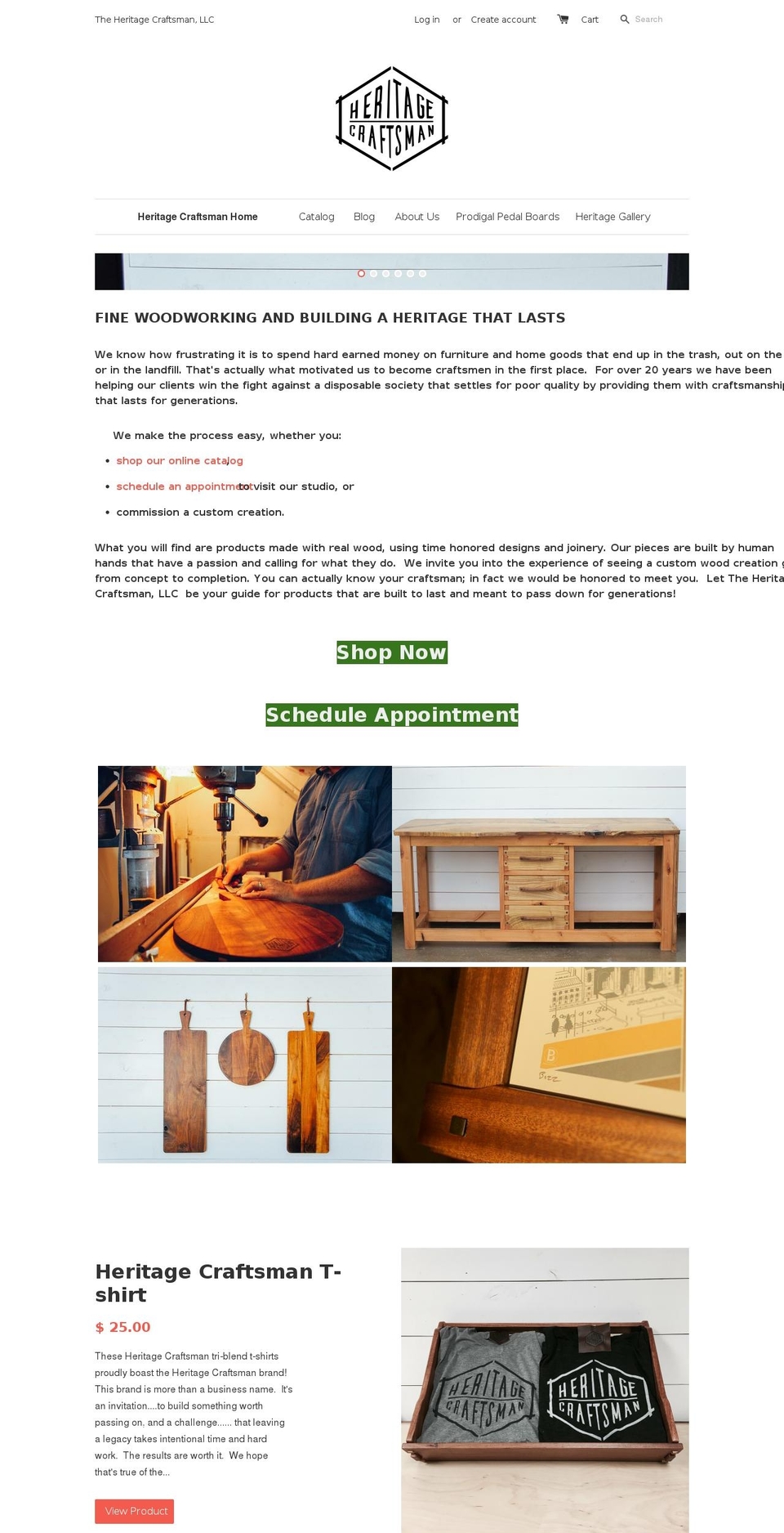 theheritagecraftsman.com — Shopify storefront screenshot