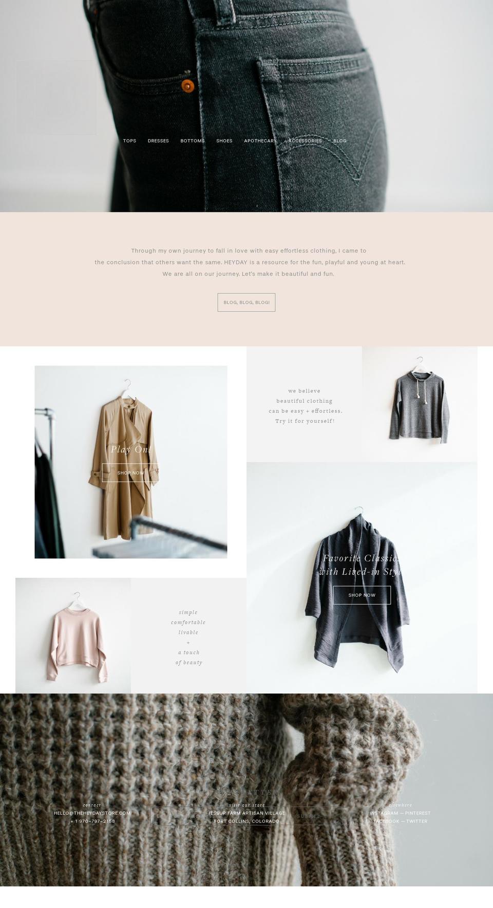 theheydaystore.com shopify website screenshot