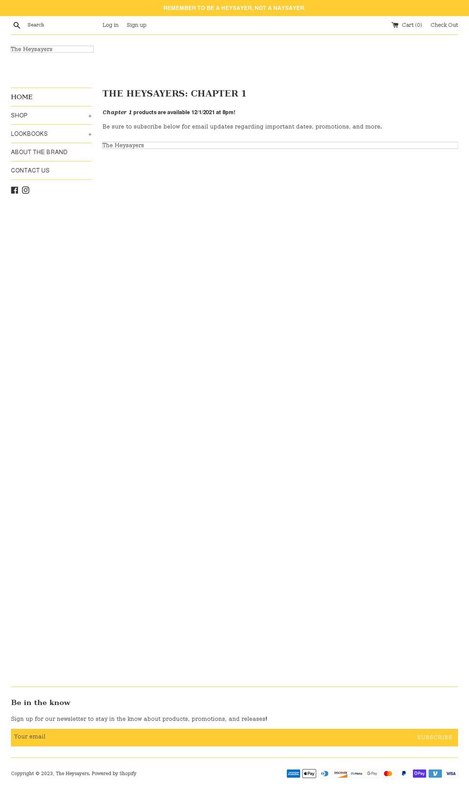 theheysayers.com shopify website screenshot
