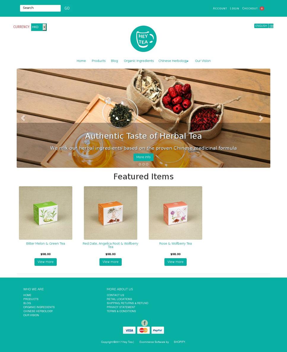 theheytea.com shopify website screenshot