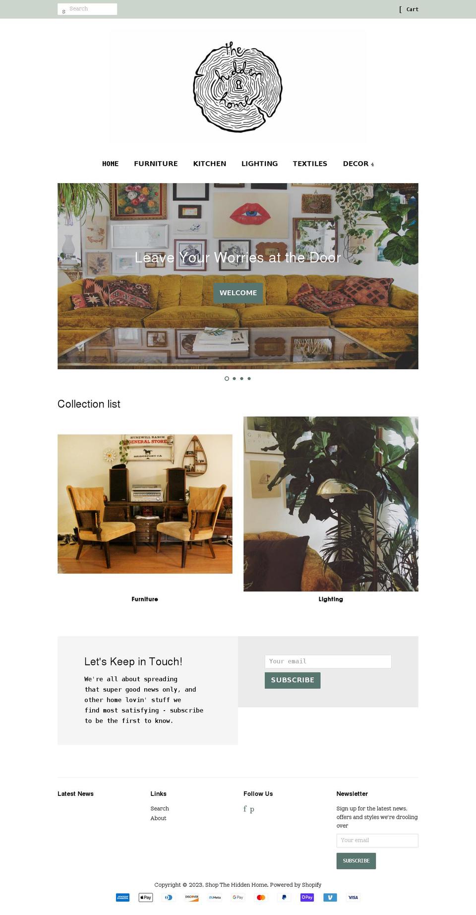 thehiddenhome.store shopify website screenshot