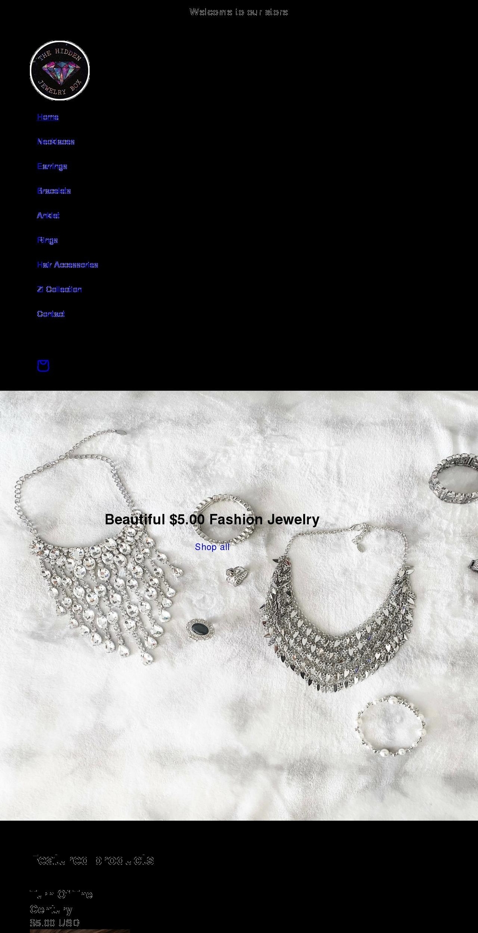 thehiddenjewelrybox.com shopify website screenshot