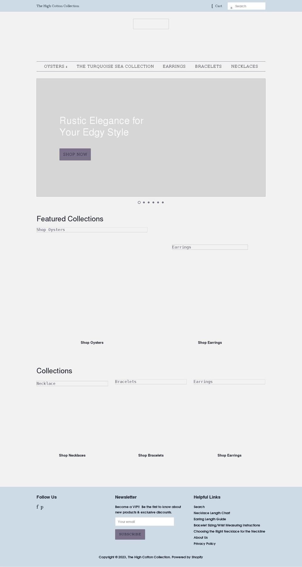 thehighcottoncollection.com shopify website screenshot