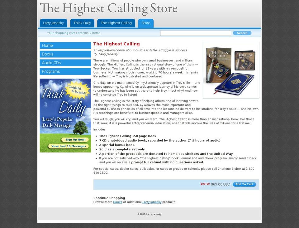 thehighestcallingprogram.com — Shopify storefront screenshot