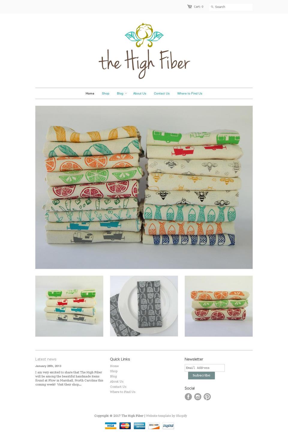 thehighfiber.com shopify website screenshot