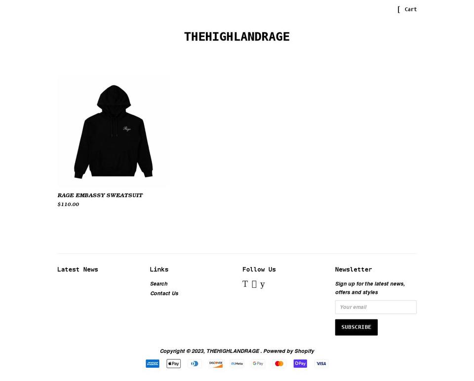 thehighlandrage.com shopify website screenshot