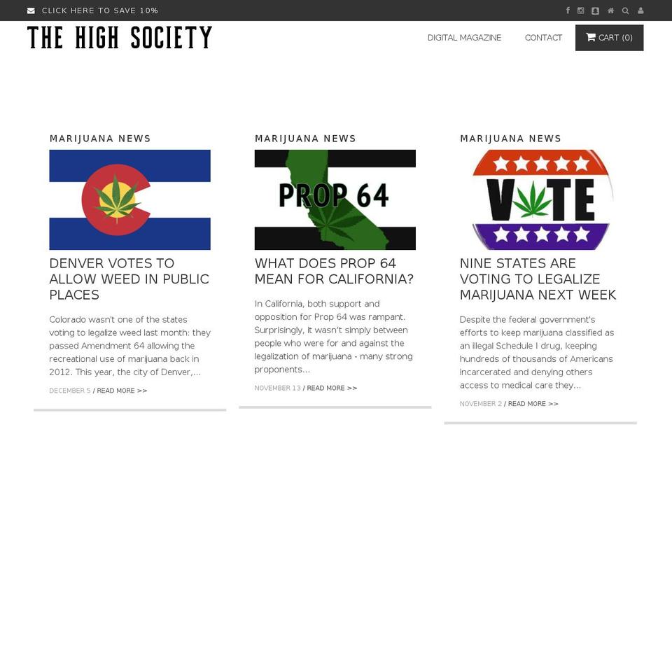 thehighsociety.com shopify website screenshot