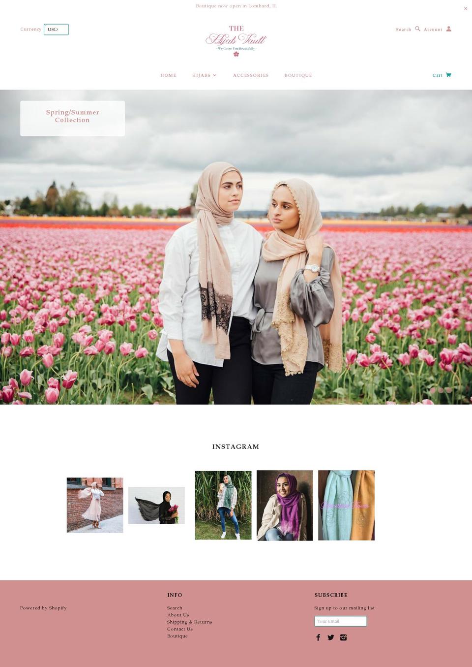 thehijabvault.com shopify website screenshot