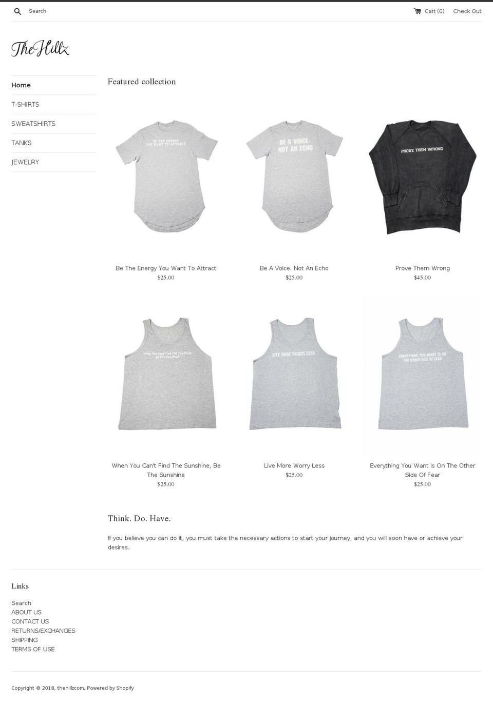thehillz.com — Shopify storefront screenshot
