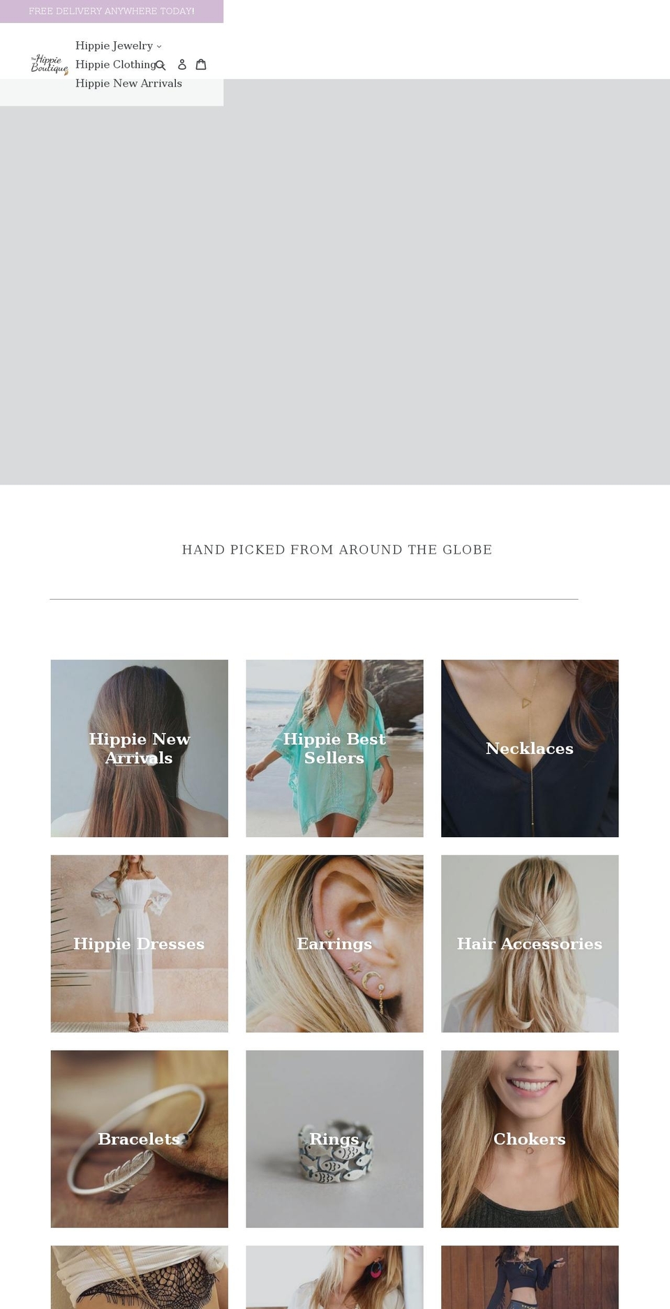 thehippieboutique.com — Shopify storefront screenshot