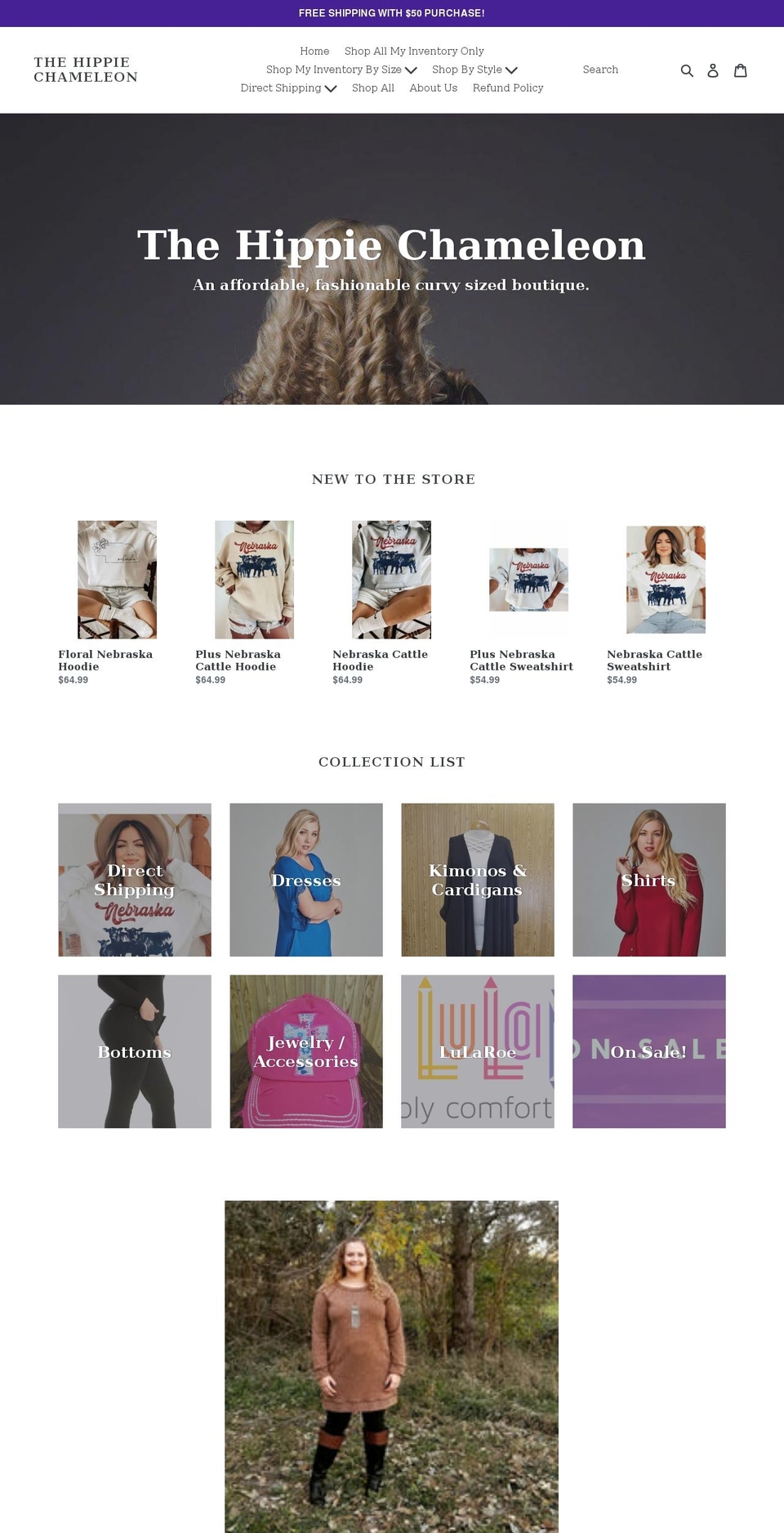 thehippiechameleon.com — Shopify storefront screenshot