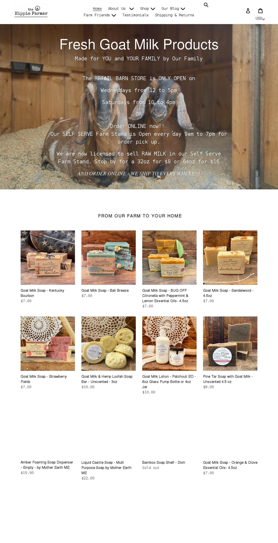 thehippiefarmer.com shopify website screenshot