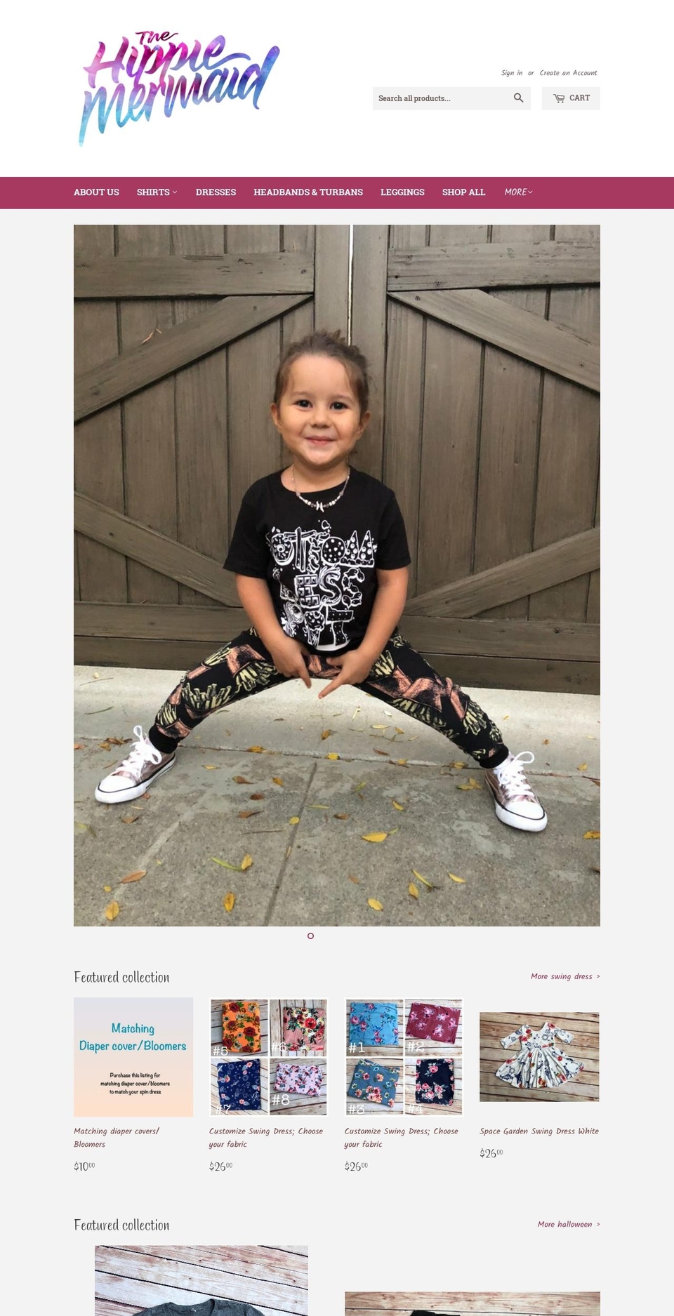 thehippiemermaid.com — Shopify storefront screenshot