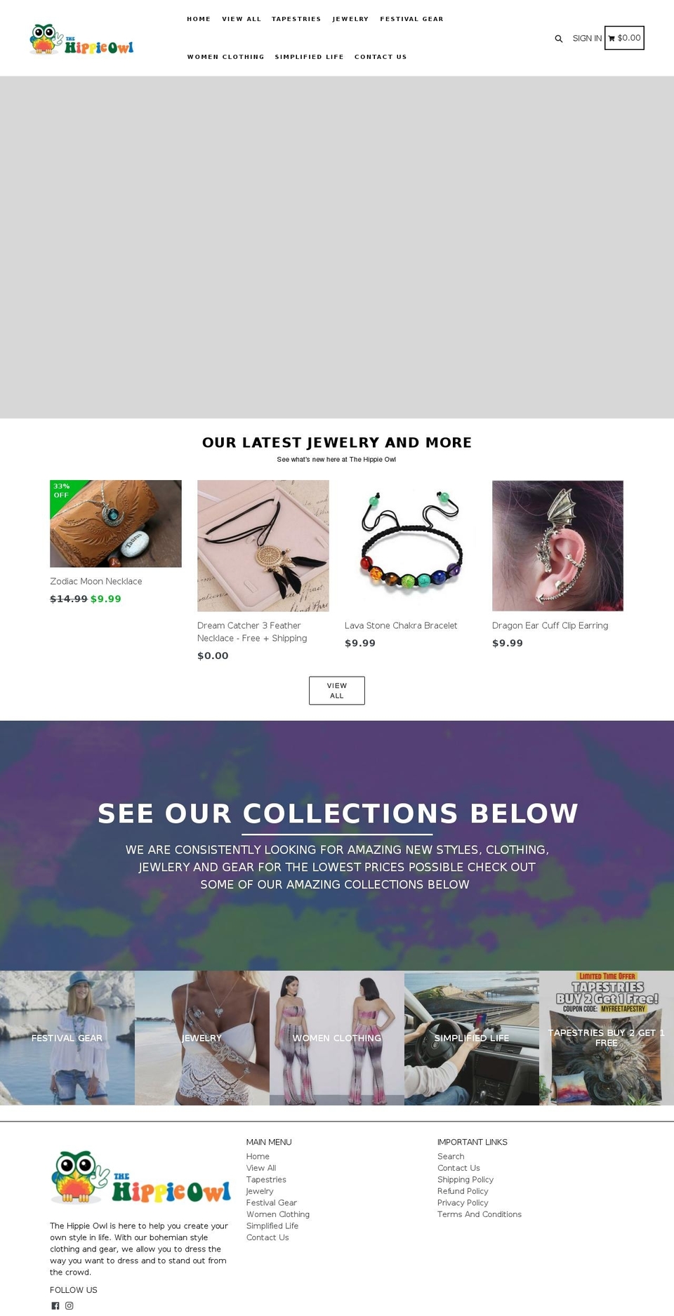 shopify-booster-theme-v2 Shopify theme site example thehippieowl.com