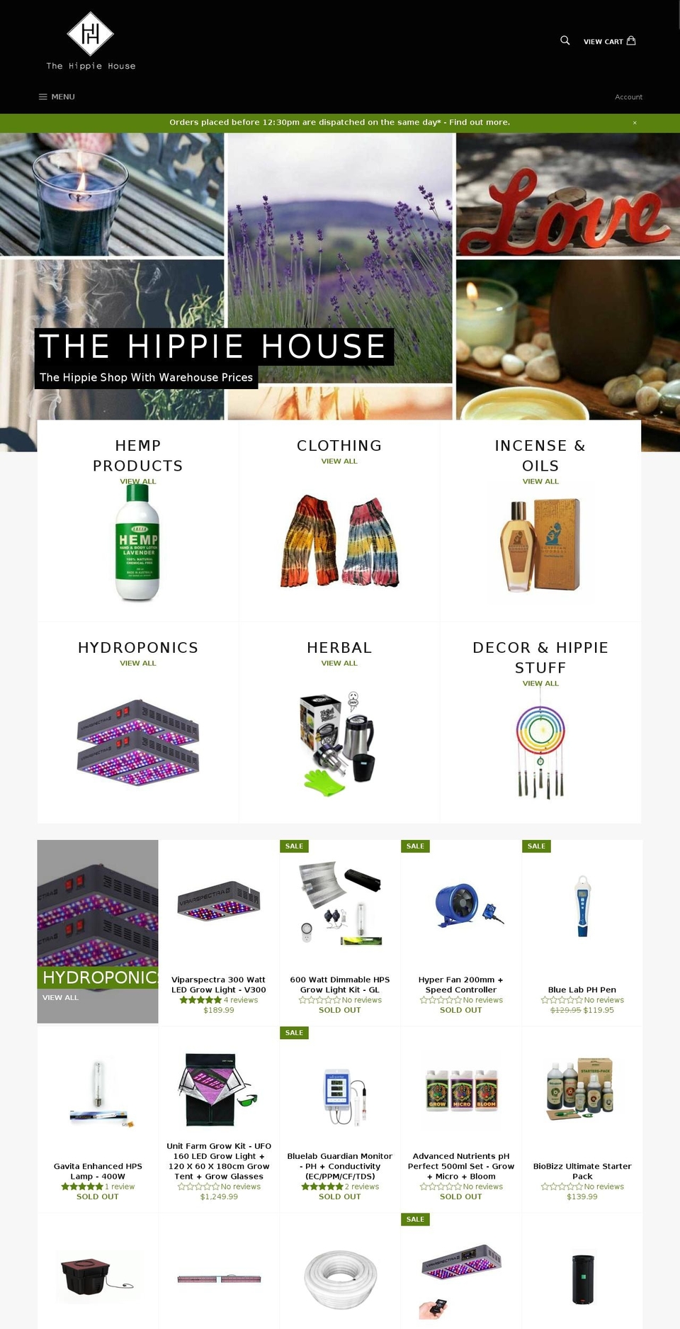 thehippyhouse.com — Shopify storefront screenshot