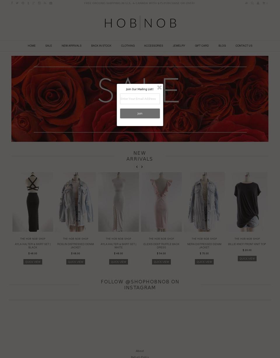 thehobnobshop.com shopify website screenshot