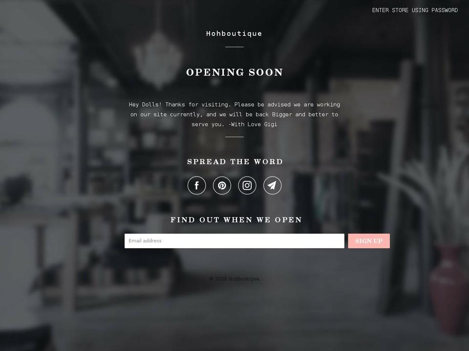 thehohboutique.com shopify website screenshot