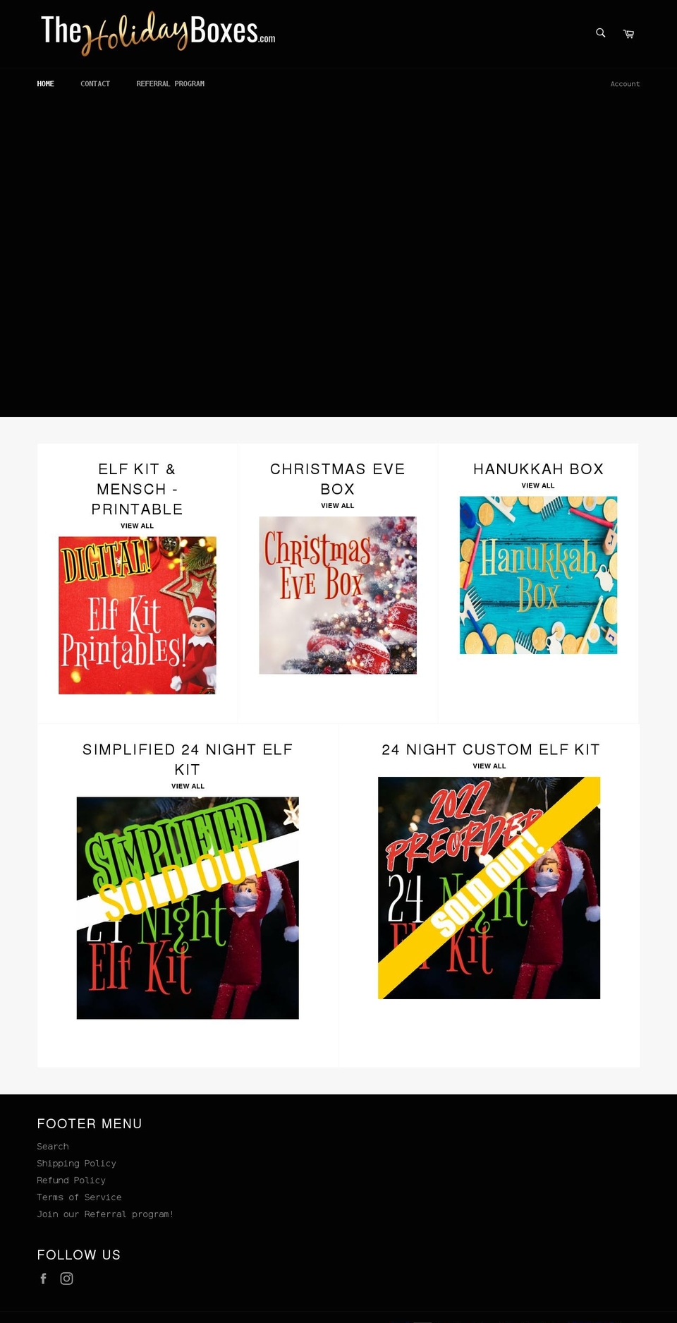 theholidayboxes.com shopify website screenshot